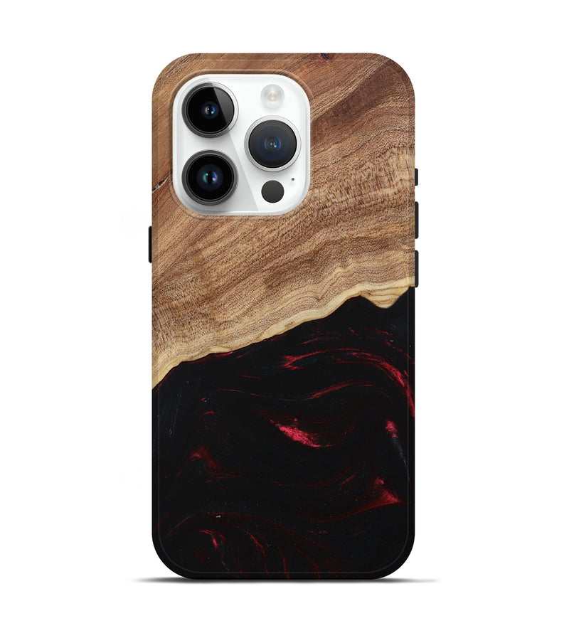 iPhone 15 Pro Wood+Resin Live Edge Phone Case - Kelsie (Red, 682036)