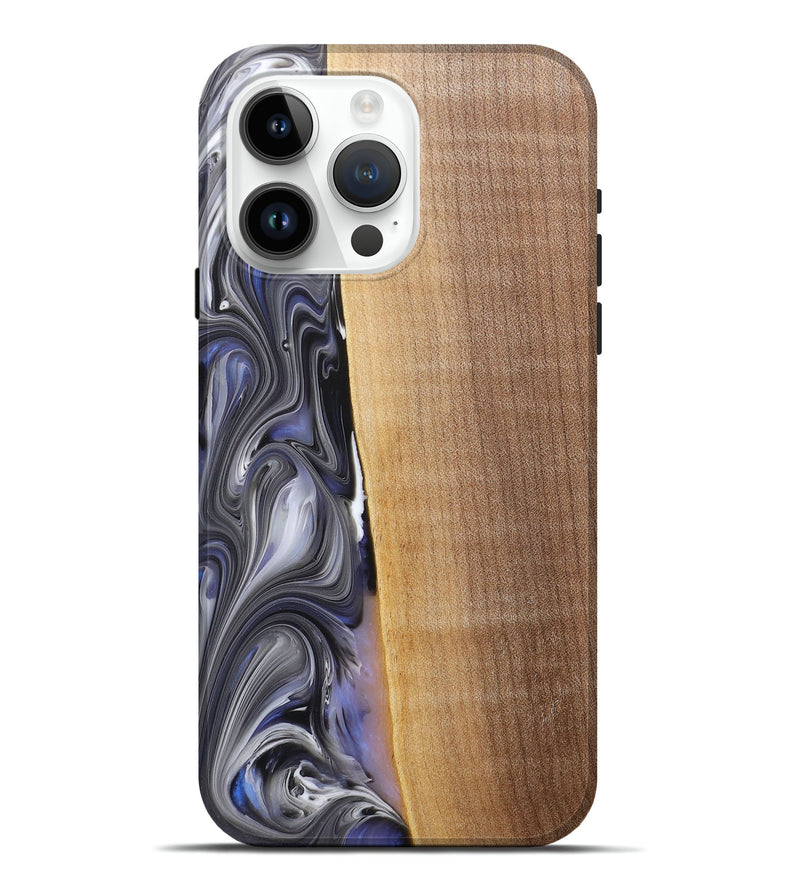 iPhone 15 Pro Max Wood+Resin Live Edge Phone Case - Karissa (Blue, 682219)