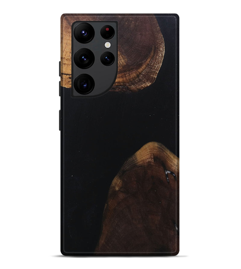 Galaxy S22 Ultra Wood+Resin Live Edge Phone Case - Kathleen (Pure Black, 682226)
