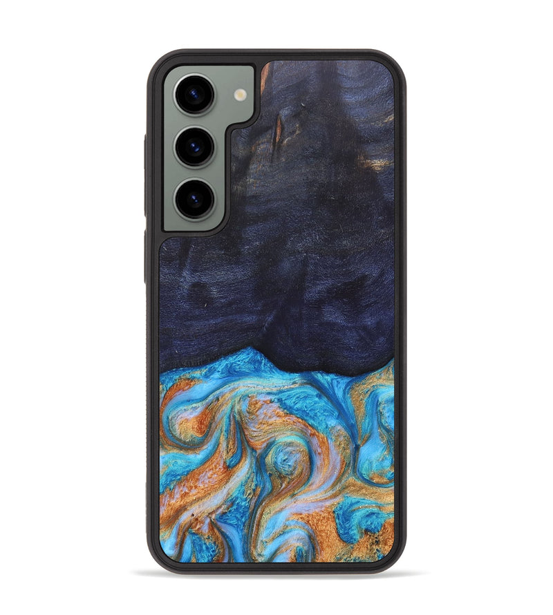 Galaxy S23 Plus Wood+Resin Phone Case - Trista (Teal & Gold, 682589)
