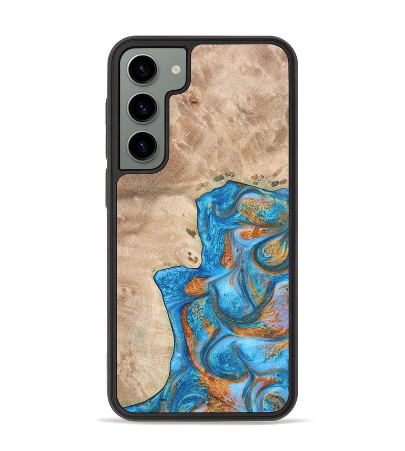Galaxy S23 Plus Wood+Resin Phone Case - Betty (Teal & Gold, 682605)