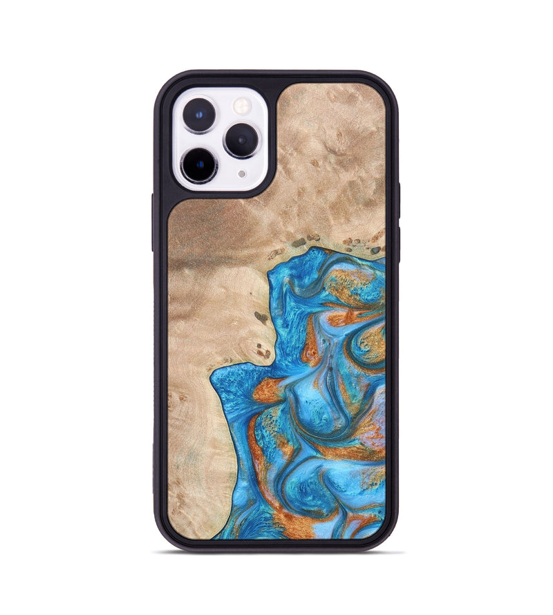iPhone 11 Pro Wood+Resin Phone Case - Betty (Teal & Gold, 682605)