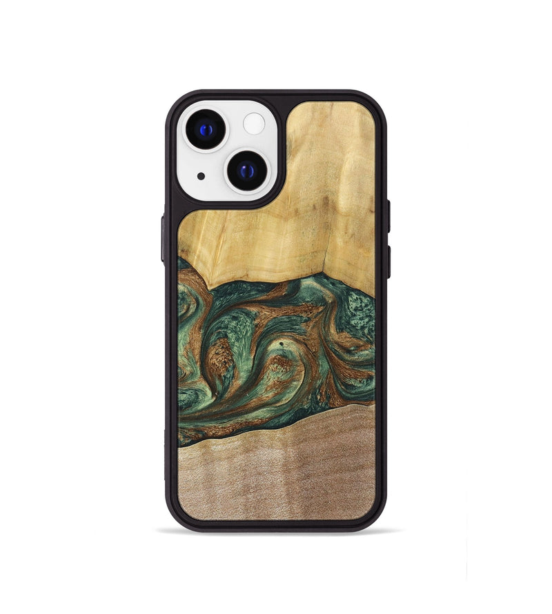 iPhone 13 mini Wood+Resin Phone Case - Karina (Green, 682676)