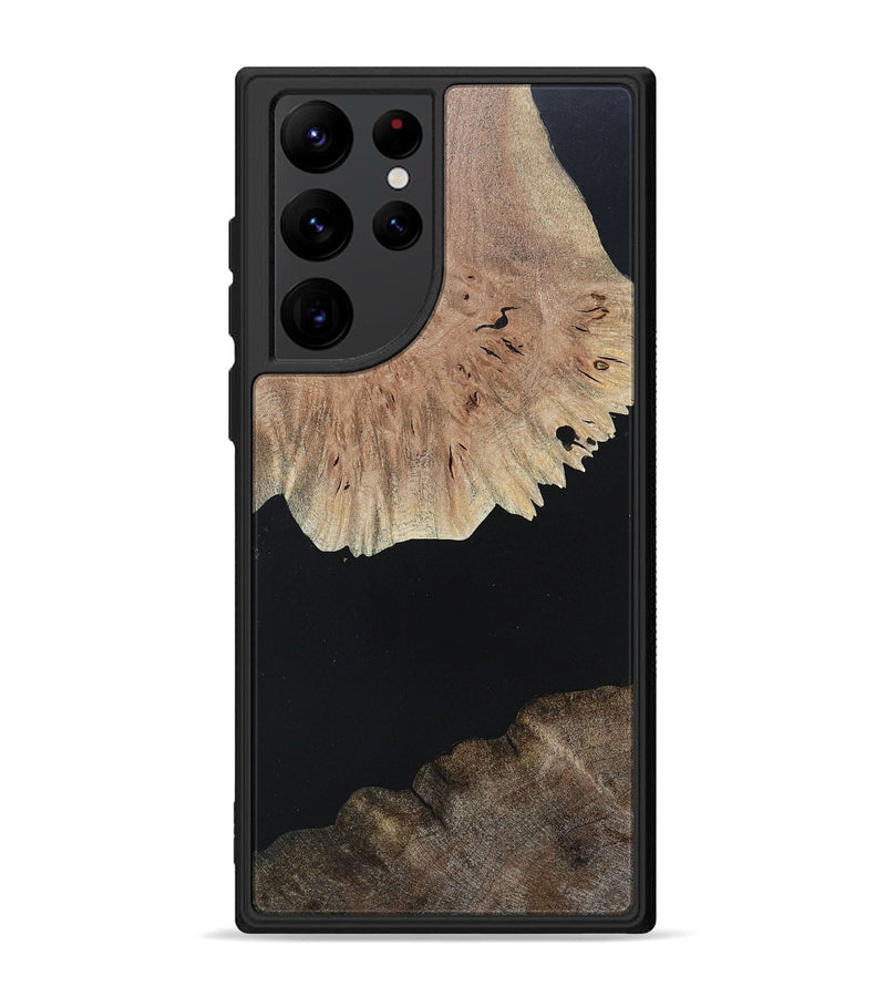 Galaxy S22 Ultra Wood+Resin Phone Case - Isabella (Pure Black, 682792)