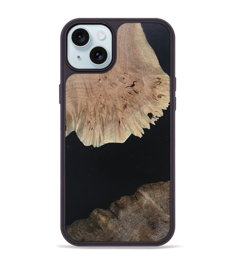 iPhone 15 Plus Wood+Resin Phone Case - Isabella (Pure Black, 682792)