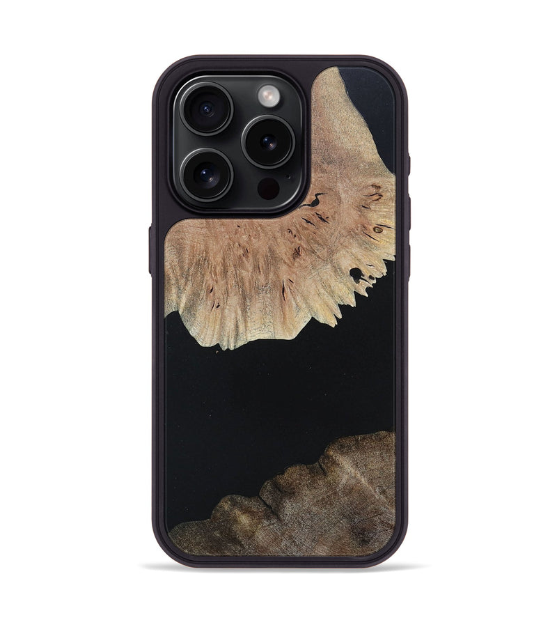 iPhone 15 Pro Wood+Resin Phone Case - Isabella (Pure Black, 682792)