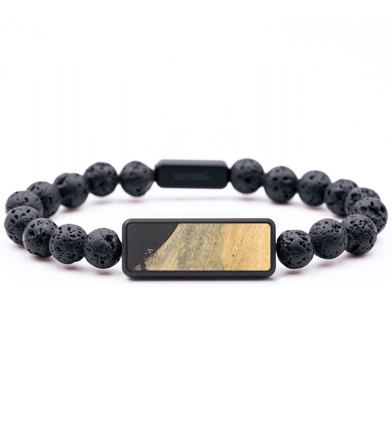 Lava Bead Wood+Resin Bracelet - Ximena (Pure Black, 683415)