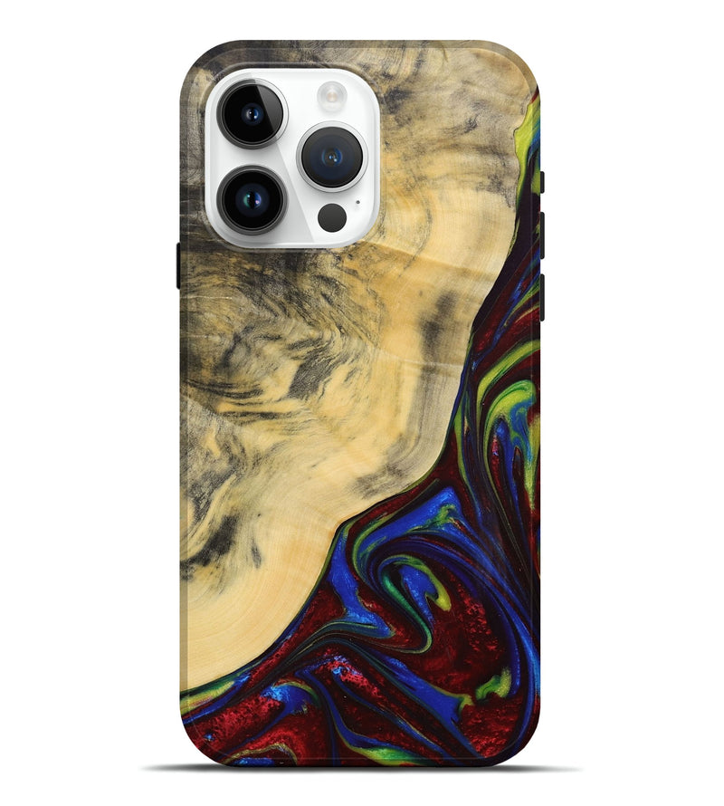 iPhone 15 Pro Max Wood+Resin Live Edge Phone Case - Dominique (Red, 683551)