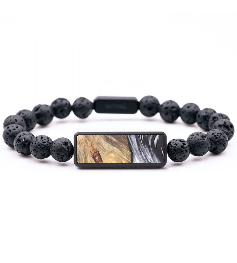 Lava Bead Wood+Resin Bracelet - Candace (Black & White, 683705)
