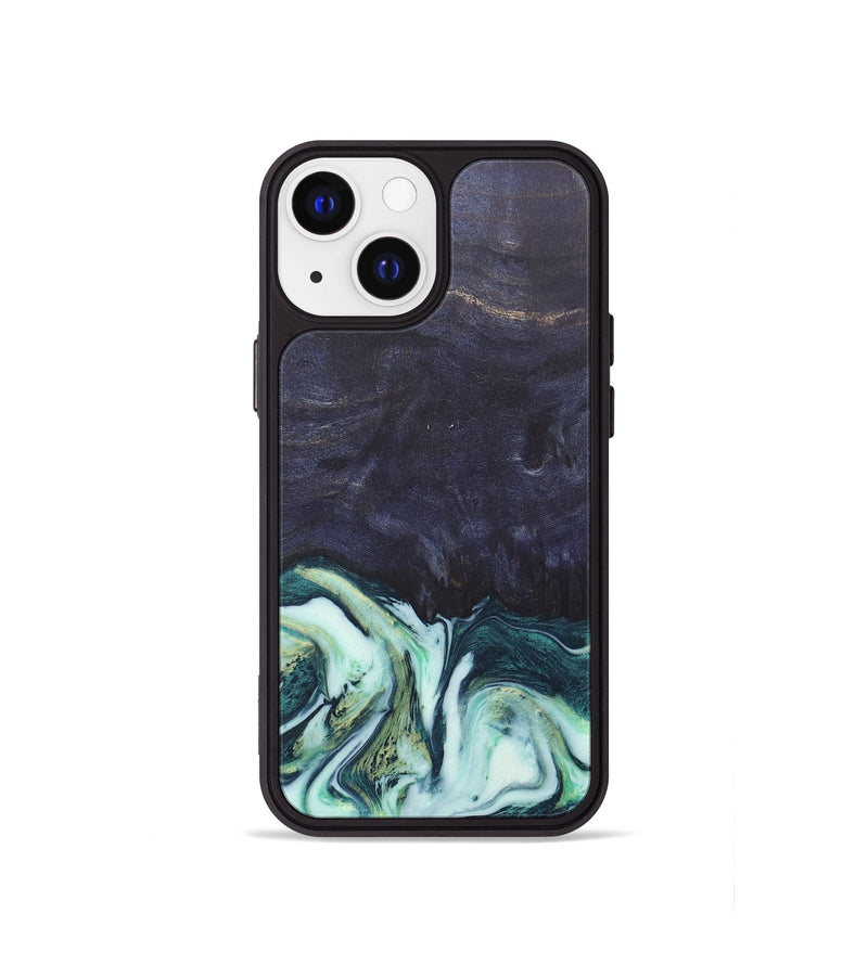 iPhone 13 mini Wood+Resin Phone Case - Roy (Green, 684010)