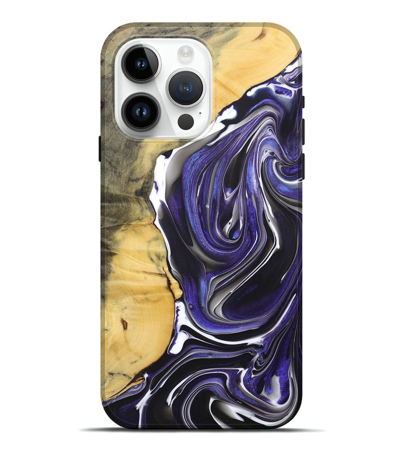 iPhone 15 Pro Max Wood+Resin Live Edge Phone Case - Kelli (Purple, 684373)