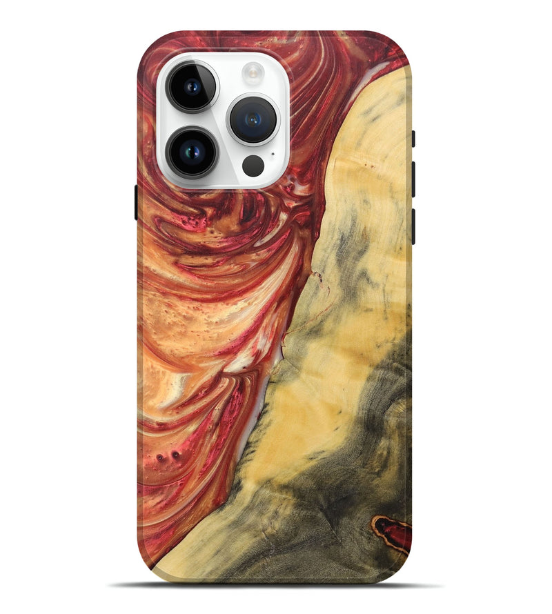 iPhone 15 Pro Max Wood+Resin Live Edge Phone Case - Joseph (Red, 685030)