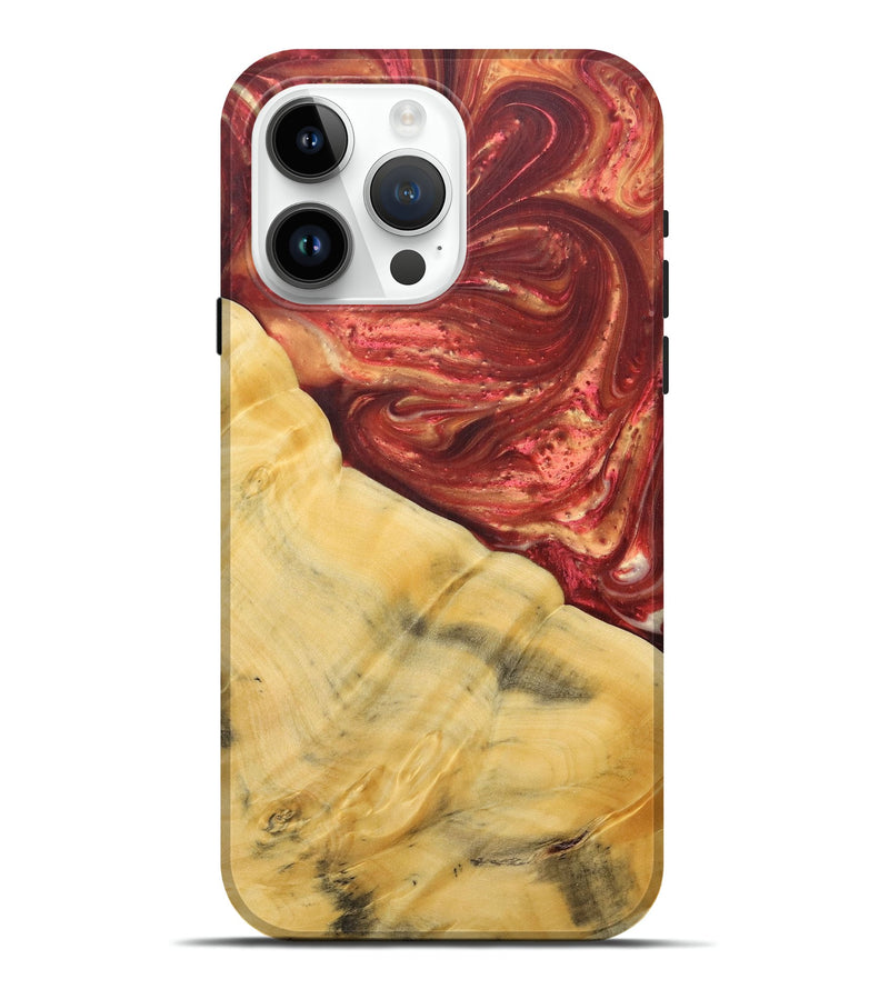 iPhone 15 Pro Max Wood+Resin Live Edge Phone Case - Lennox (Red, 685031)