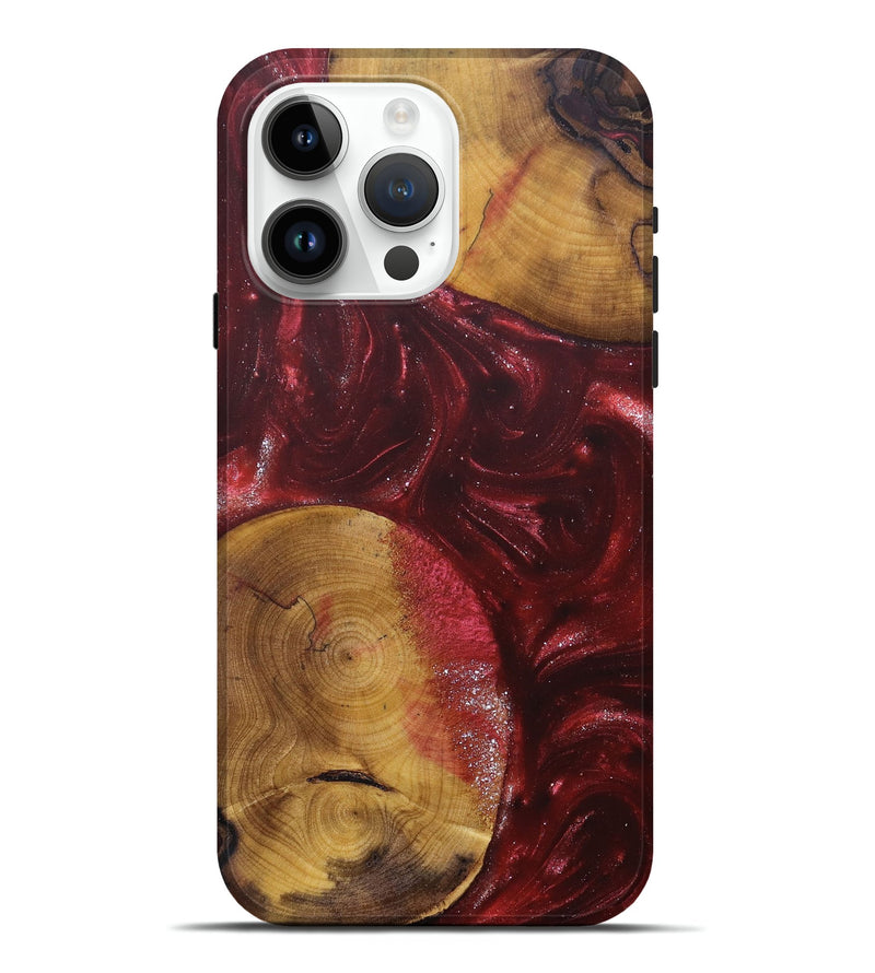 iPhone 15 Pro Max Wood+Resin Live Edge Phone Case - Alexis (Red, 685416)