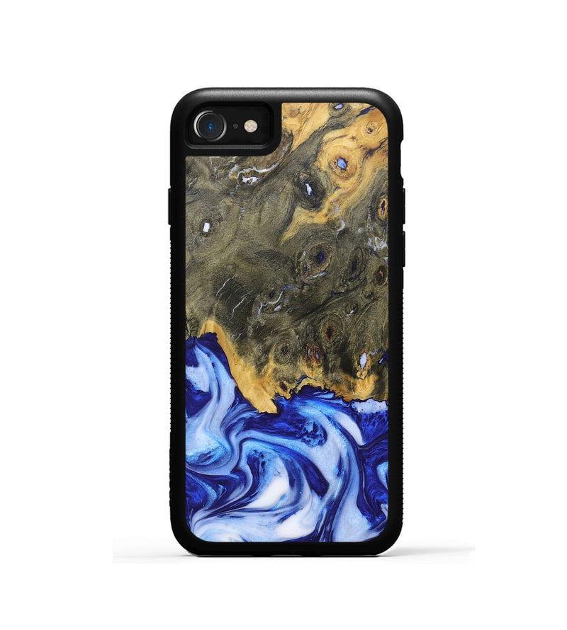 iPhone SE Wood+Resin Phone Case - Juanita (Blue, 685527)