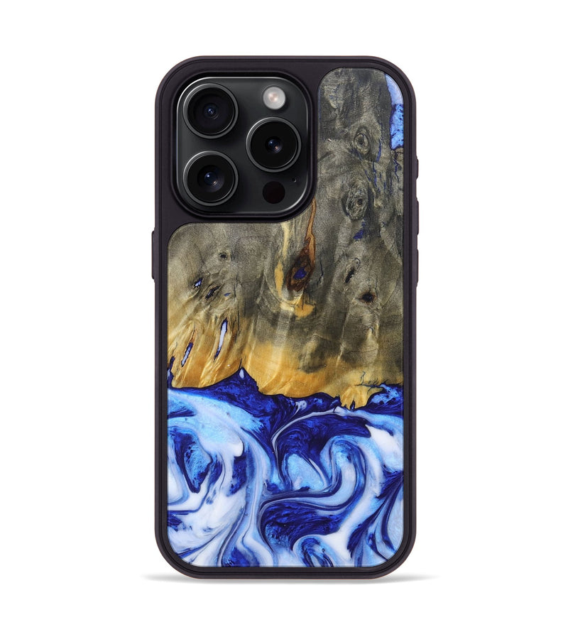 iPhone 15 Pro Wood+Resin Phone Case - Molly (Blue, 685529)