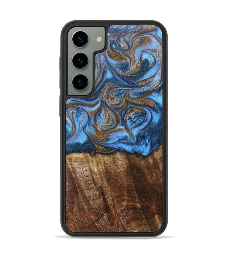 Galaxy S23 Plus Wood+Resin Phone Case - Arlo (Teal & Gold, 685552)
