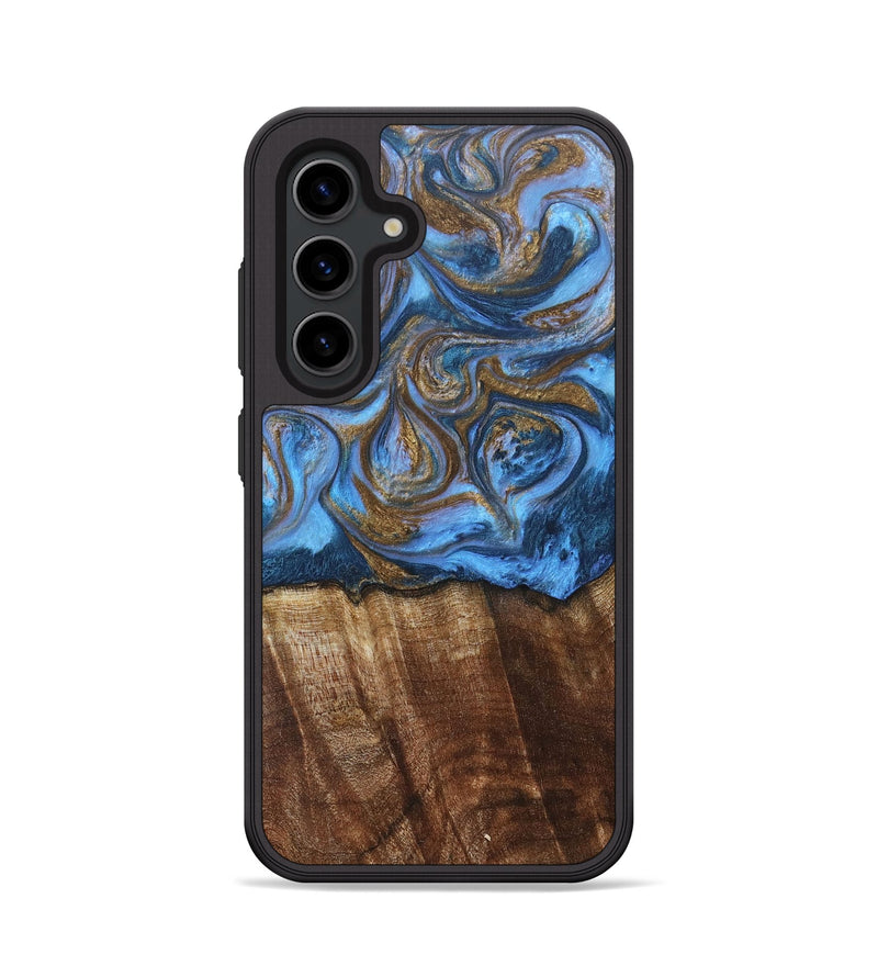 Galaxy S24 Wood+Resin Phone Case - Arlo (Teal & Gold, 685552)