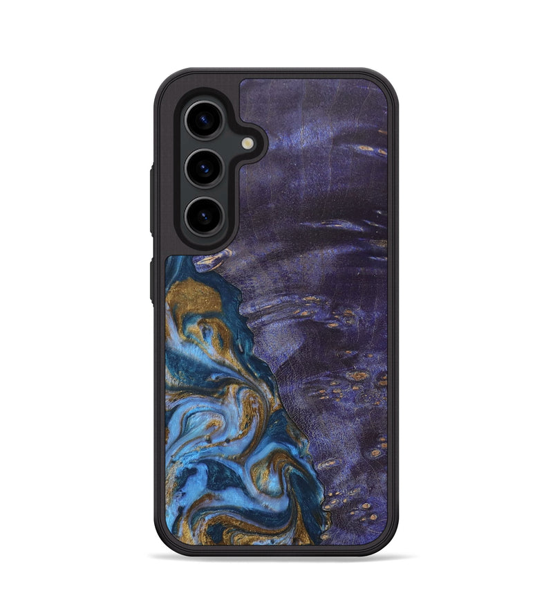 Galaxy S24 Wood+Resin Phone Case - Bobbie (Teal & Gold, 685560)