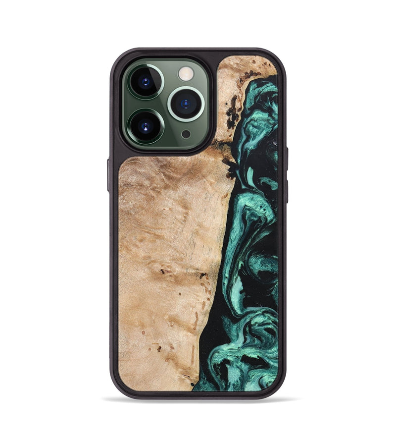 iPhone 13 Pro Wood+Resin Phone Case - Brielle (Green, 685569)