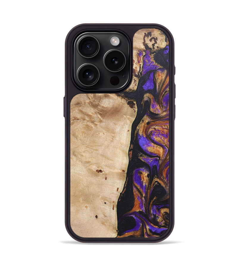iPhone 15 Pro Wood+Resin Phone Case - Hector (Purple, 685788)