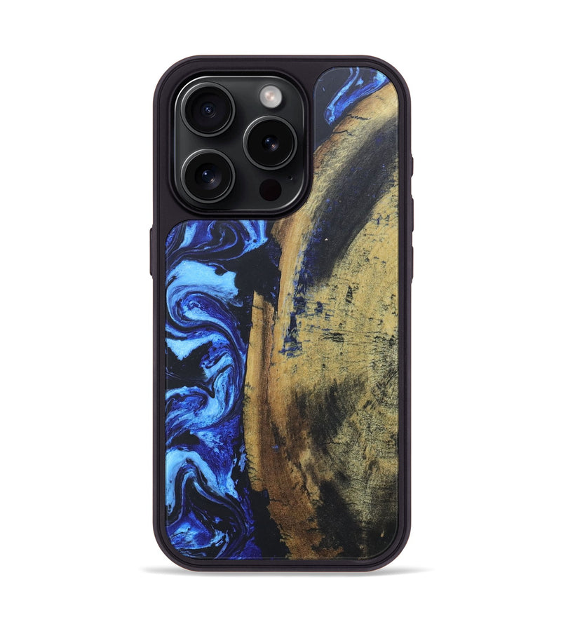 iPhone 15 Pro Wood+Resin Phone Case - Stephen (Blue, 686081)