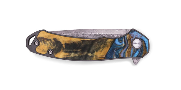 EDC Wood+Resin Pocket Knife - Piper (Teal & Gold, 686186)