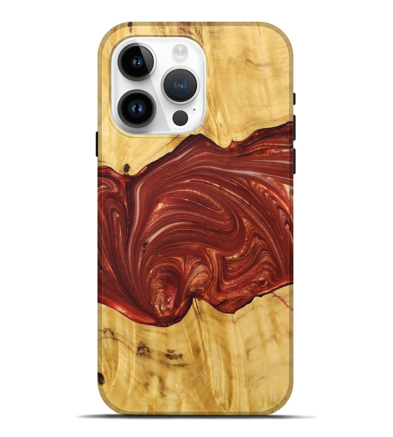 iPhone 15 Pro Max Wood+Resin Live Edge Phone Case - Xander (Red, 686335)