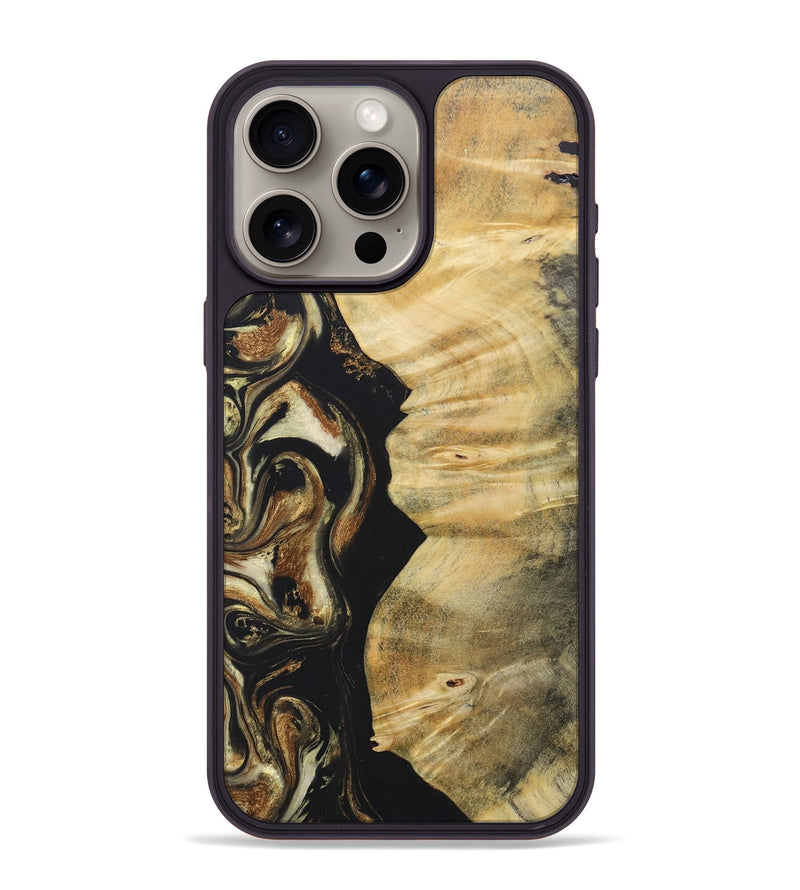 iPhone 15 Pro Max Wood+Resin Phone Case - Miguel (Black & White, 686542)