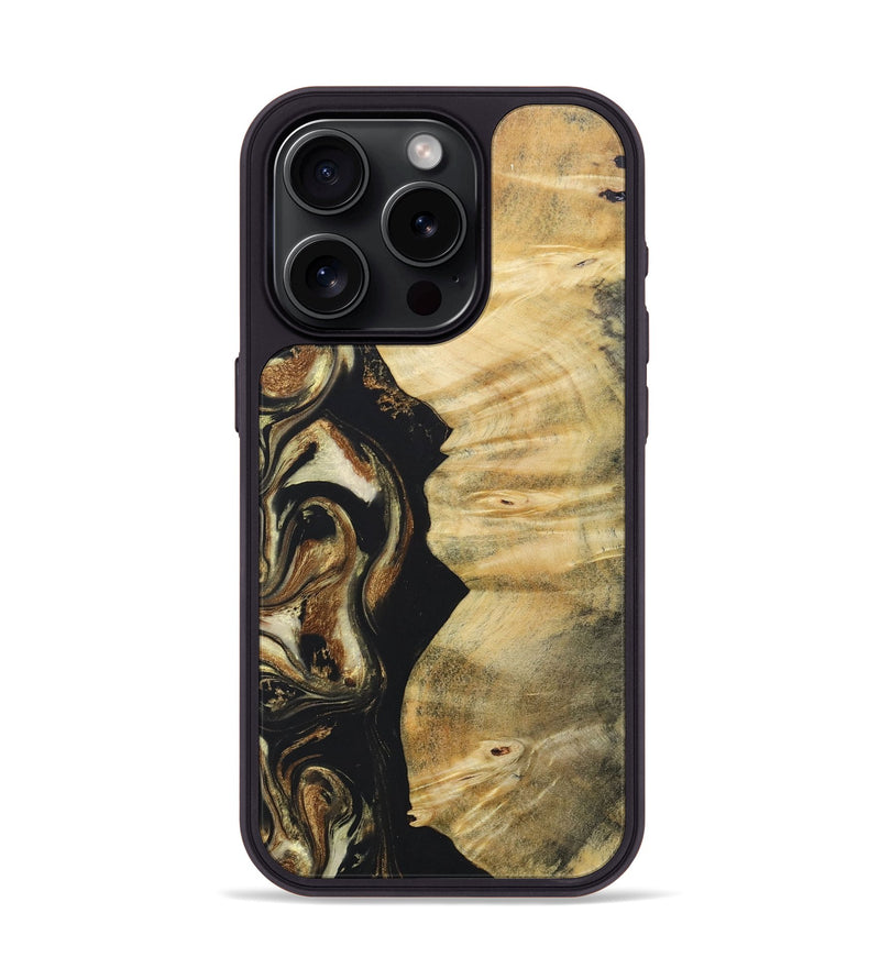 iPhone 15 Pro Wood+Resin Phone Case - Miguel (Black & White, 686542)