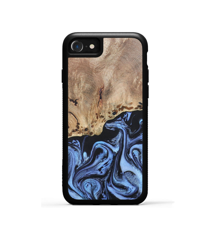 iPhone SE Wood+Resin Phone Case - Monica (Blue, 686667)