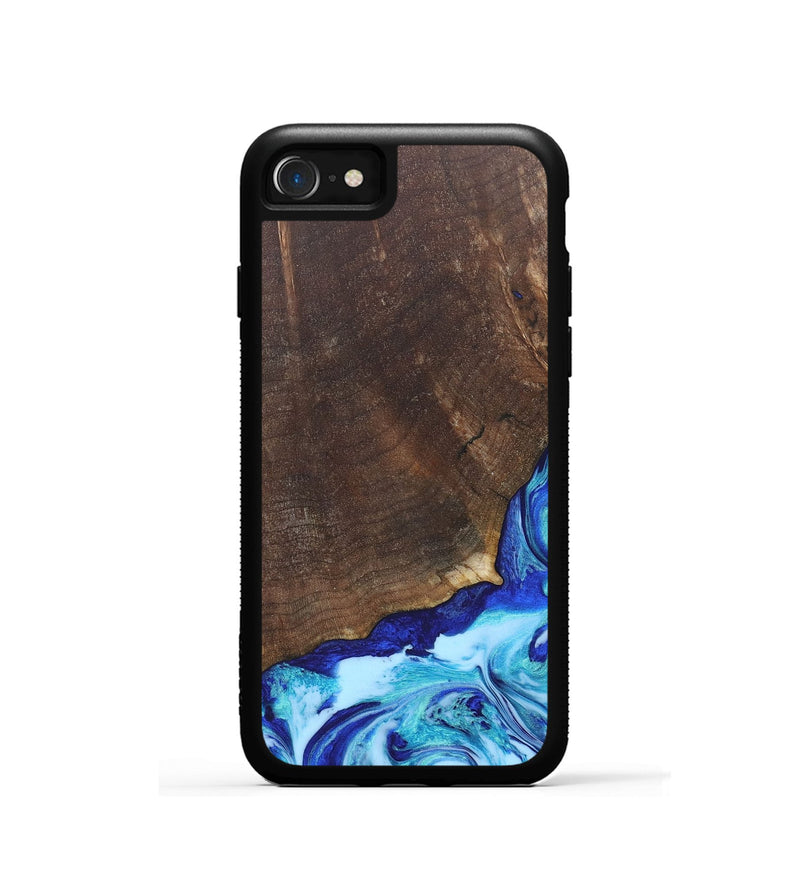 iPhone SE Wood+Resin Phone Case - Haylee (Blue, 686967)