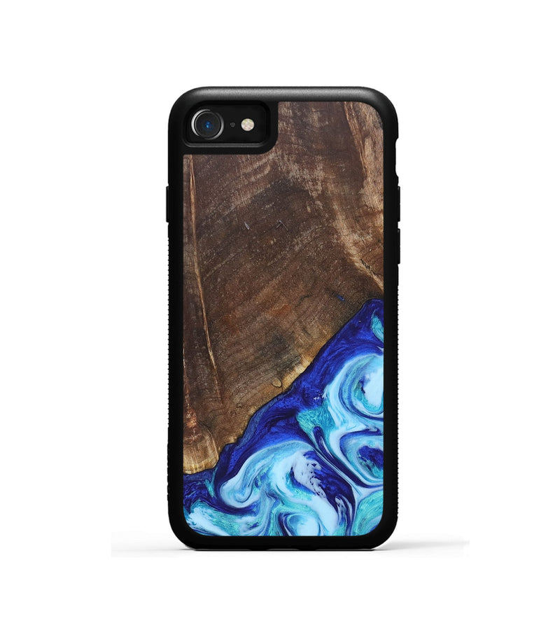 iPhone SE Wood+Resin Phone Case - Keaton (Blue, 686971)