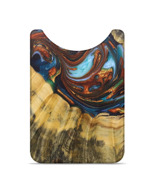 Live Edge Wood+Resin Wallet - Breanna (Teal & Gold, 687058)