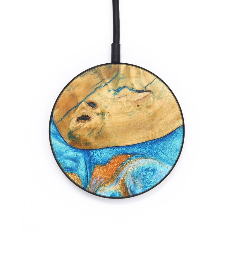 Circle Wood+Resin Wireless Charger - Oscar (Teal & Gold, 687329)