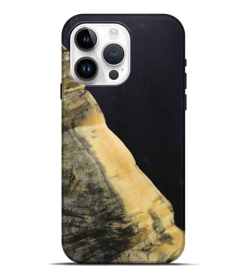 iPhone 15 Pro Max Wood+Resin Live Edge Phone Case - Clyde (Pure Black, 687736)