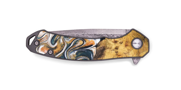 EDC Wood+Resin Pocket Knife - Manuel (Teal & Gold, 687908)