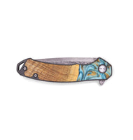 EDC Wood+Resin Pocket Knife - Demetrius (Teal & Gold, 687913)