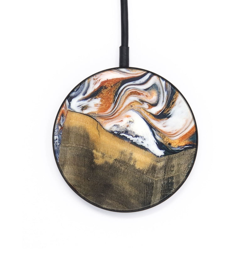 Circle Wood+Resin Wireless Charger - Teri (Teal & Gold, 687927)