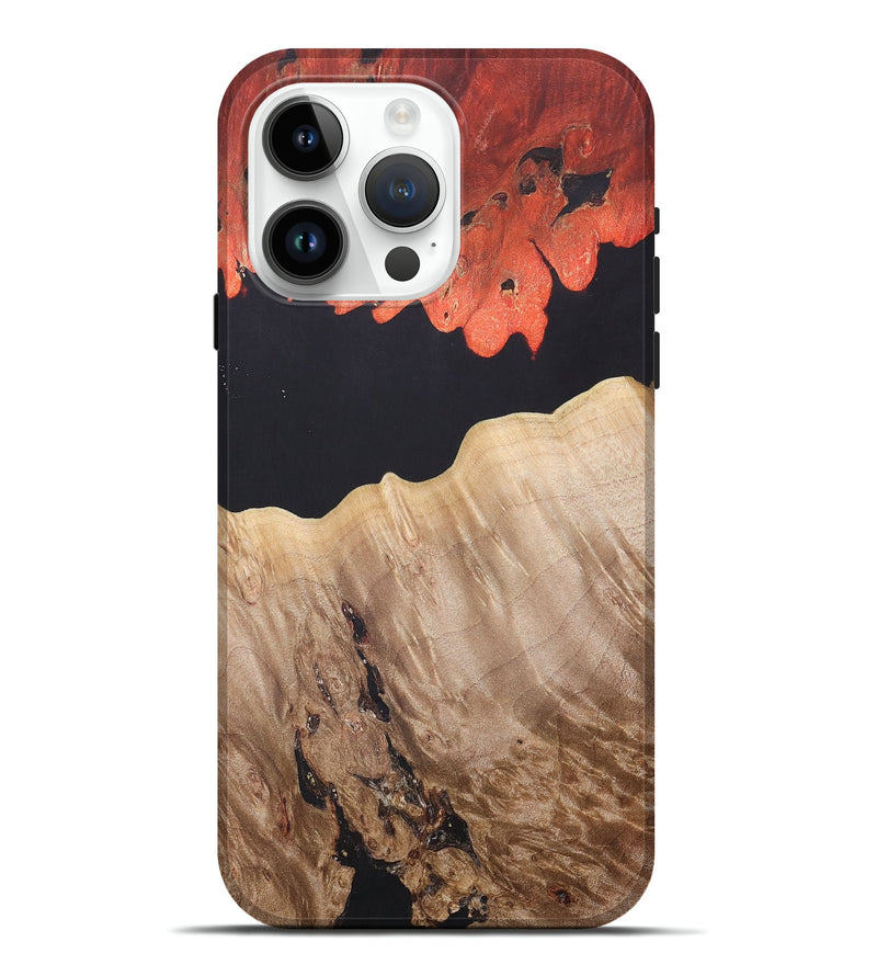 iPhone 15 Pro Max Wood+Resin Live Edge Phone Case - Catherine (Pure Black, 688115)