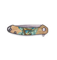 EDC Wood+Resin Pocket Knife - Kristopher (Teal & Gold, 688130)