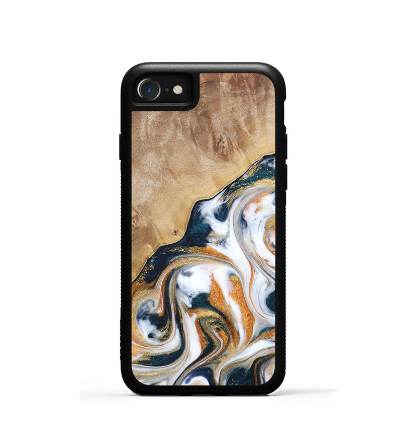 iPhone SE Wood+Resin Phone Case - Francine (Teal & Gold, 688470)