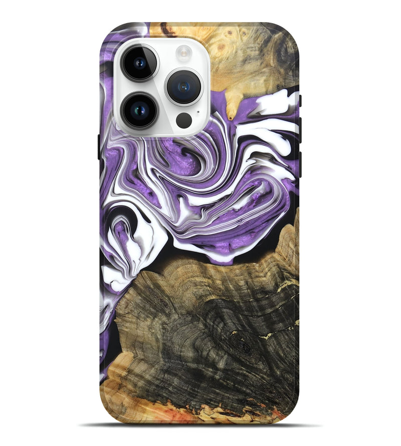 iPhone 15 Pro Max Wood+Resin Live Edge Phone Case - Jarrett (Purple, 688605)