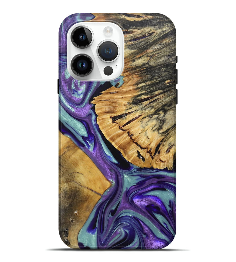 iPhone 15 Pro Max Wood+Resin Live Edge Phone Case - Mark (Purple, 688644)