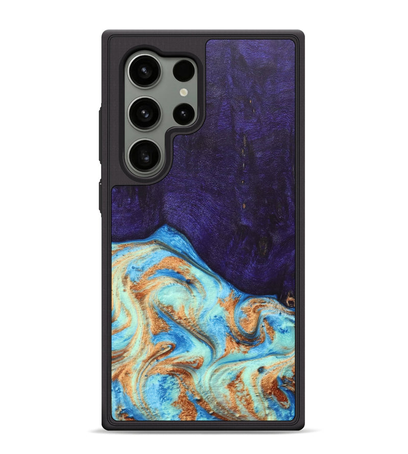 Galaxy S24 Ultra Wood+Resin Phone Case - Roosevelt (Teal & Gold, 688930)