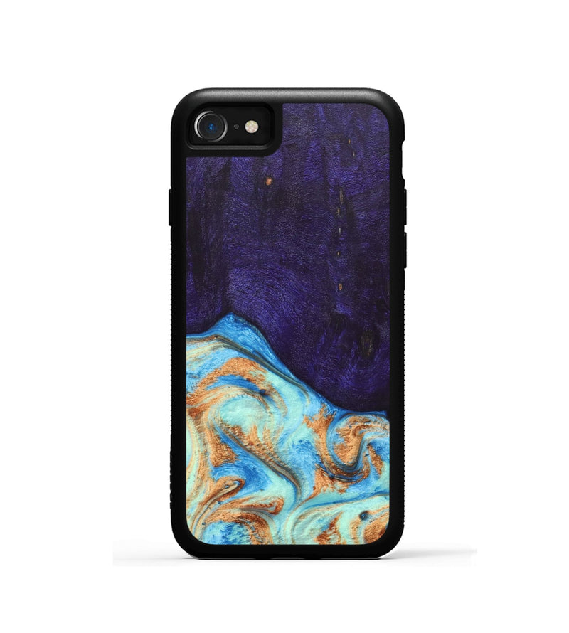iPhone SE Wood+Resin Phone Case - Roosevelt (Teal & Gold, 688930)