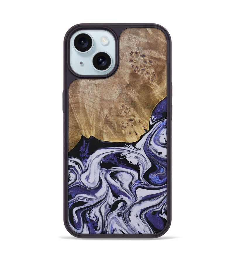 iPhone 15 Wood+Resin Phone Case - Carlton (Purple, 688995)