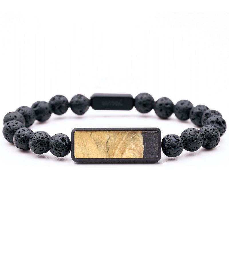 Lava Bead Wood+Resin Bracelet - Shelby (Black & White, 689181)