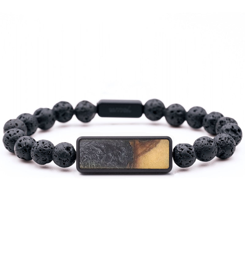 Lava Bead Wood+Resin Bracelet - Marlee (Black & White, 689188)