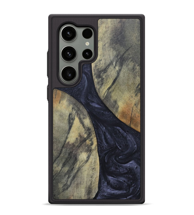 Galaxy S24 Ultra Wood+Resin Phone Case - Hillary (Pure Black, 689305)